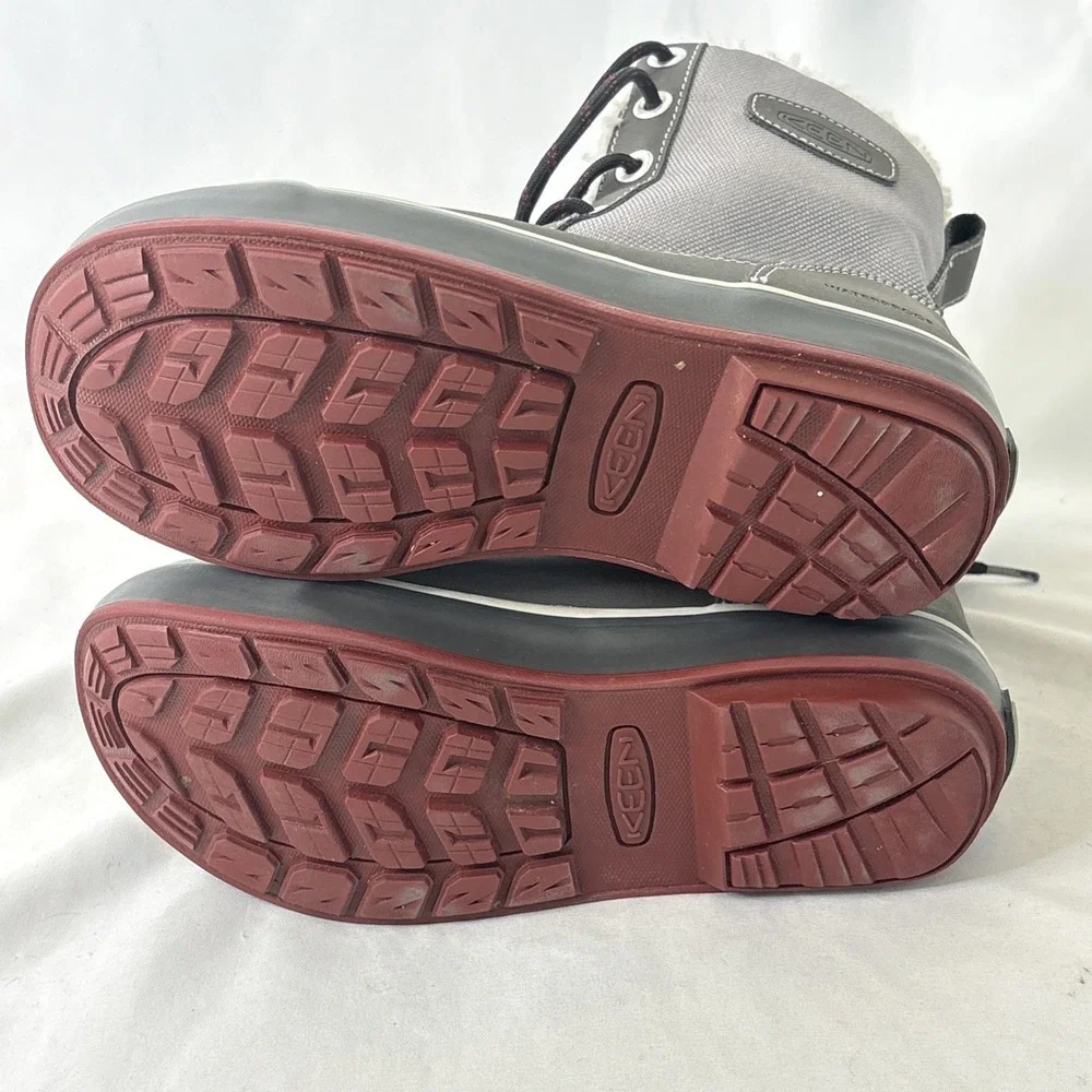 KEEN Elsa Waterproof Winter Boots Women's 5‎ Gray Fleece Lined Lace Up Gorpcore